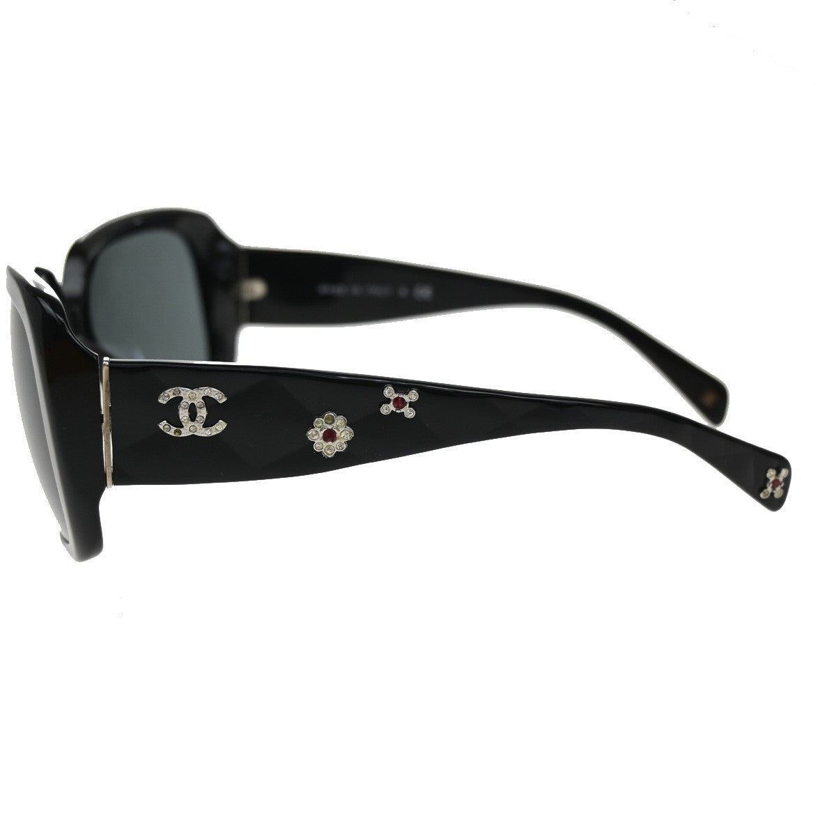 CHANEL CC Logo Sunglasses Eye Wear Rhinestone Plastic Black 5149-B-A  63RL484