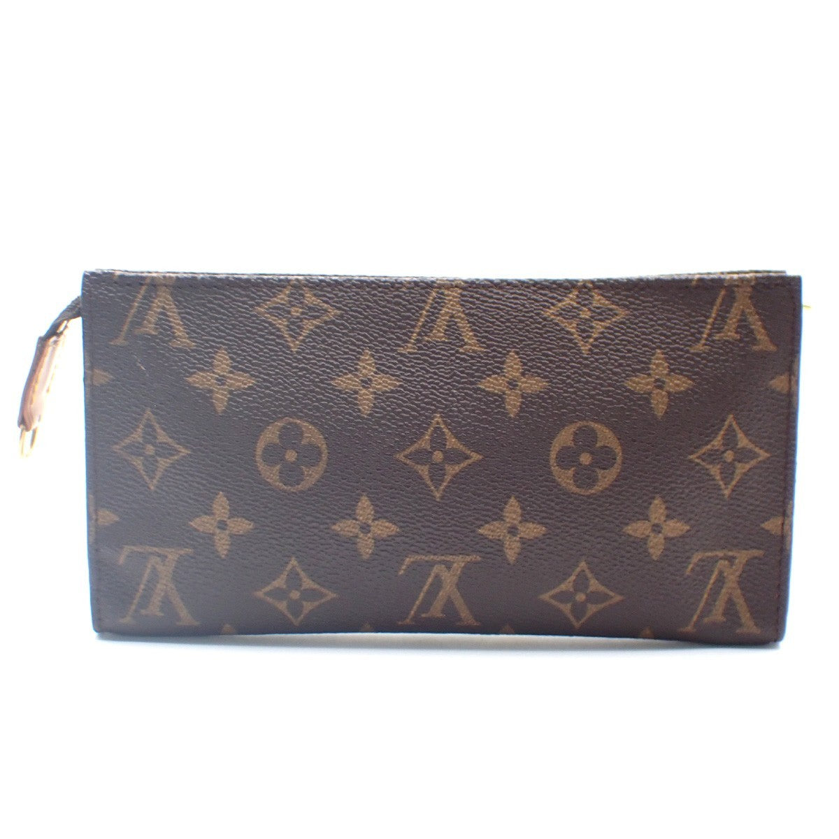 LOUIS VUITTON LV Logo Bucket GM Pouch Bag Monogram Leather Brown Gold 05KC807