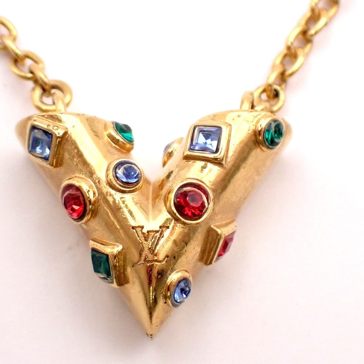 LOUIS VUITTON Essential V Planet Necklace Rhinestone GHW M68920 37EG281