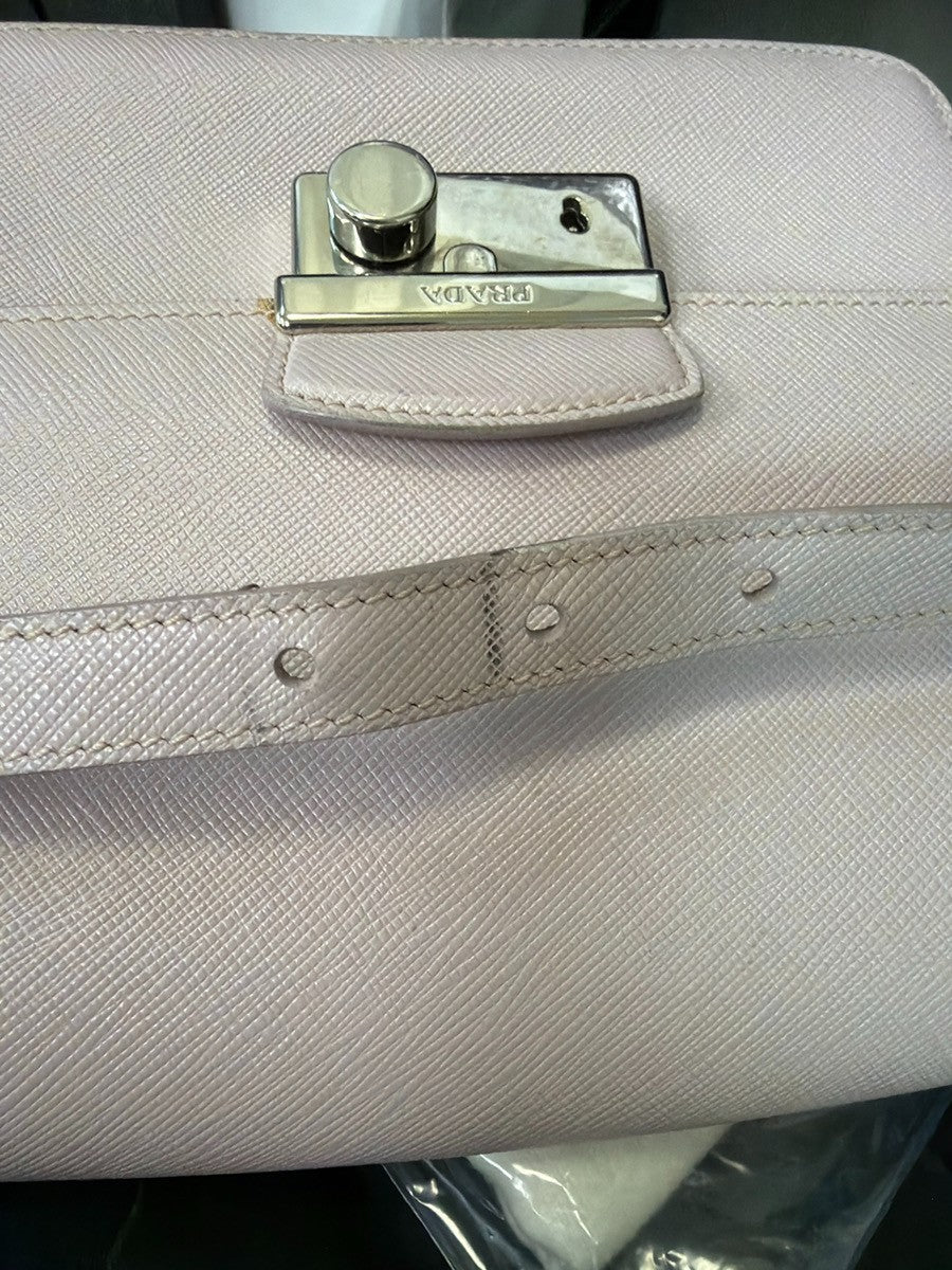 PRADA Logo Lux Sound Mini Shoulder Bag Saffiano Leather Pink SHW Italy 76YH990