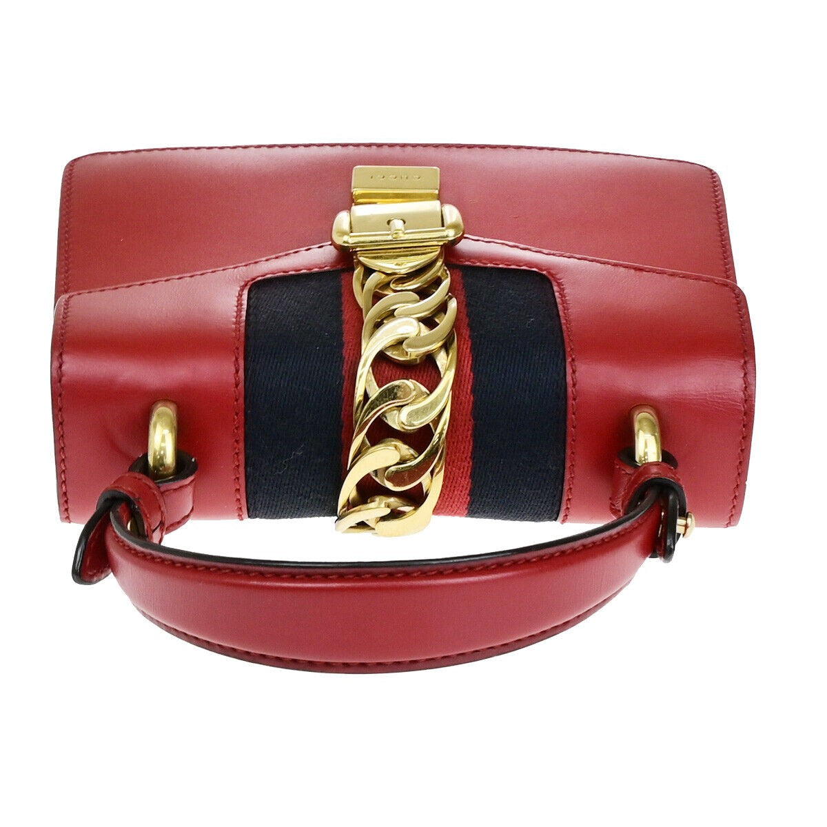 GUCCI Logo Mini Sylvie Sherry 2Way Shoulder Hand Bag Leather Red GHW 53RK113