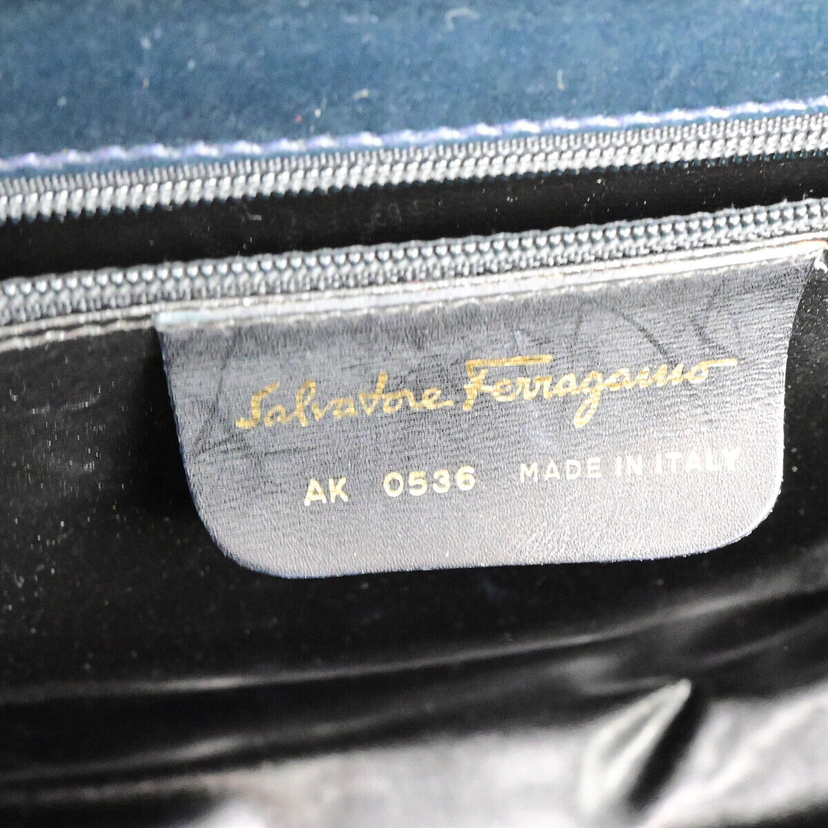 SALVATORE FERRAGAMO Logo Gancini 2Way Shoulder Hand Bag Leather Blue GHW 34YF576