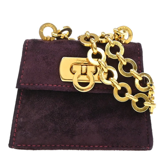 SALVATORE FERRAGAMO Gancini Mini Chain Shoulder Bag Suede Leather Purple 80KP154
