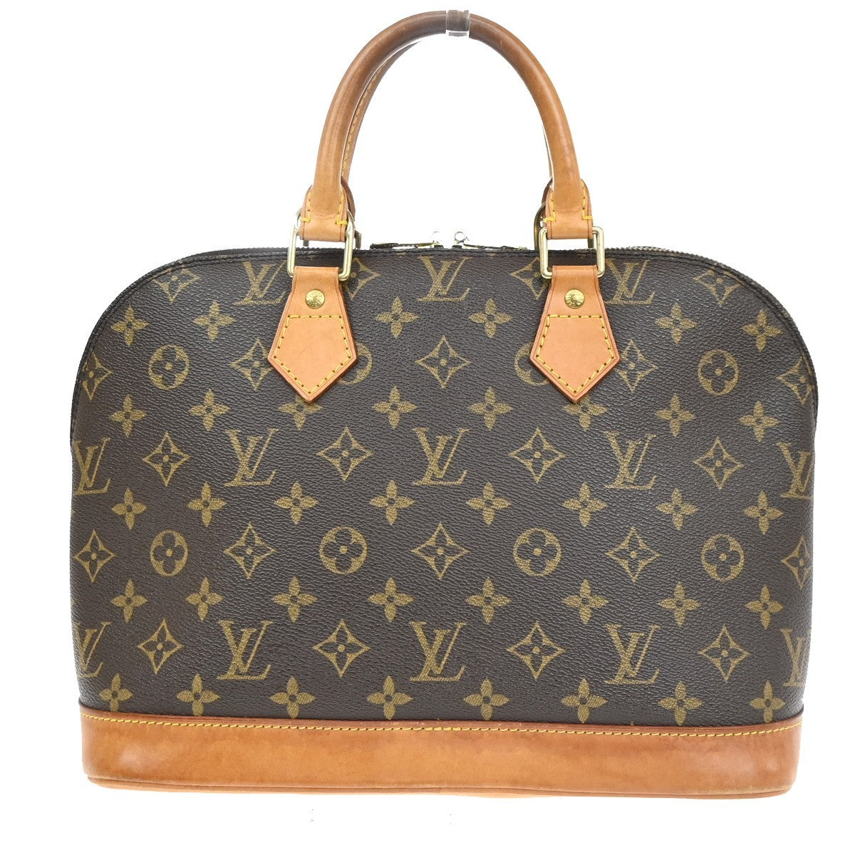 LOUIS VUITTON LV Logo Alma Hand Bag Monogram Leather Brown France M51130 70YJ230