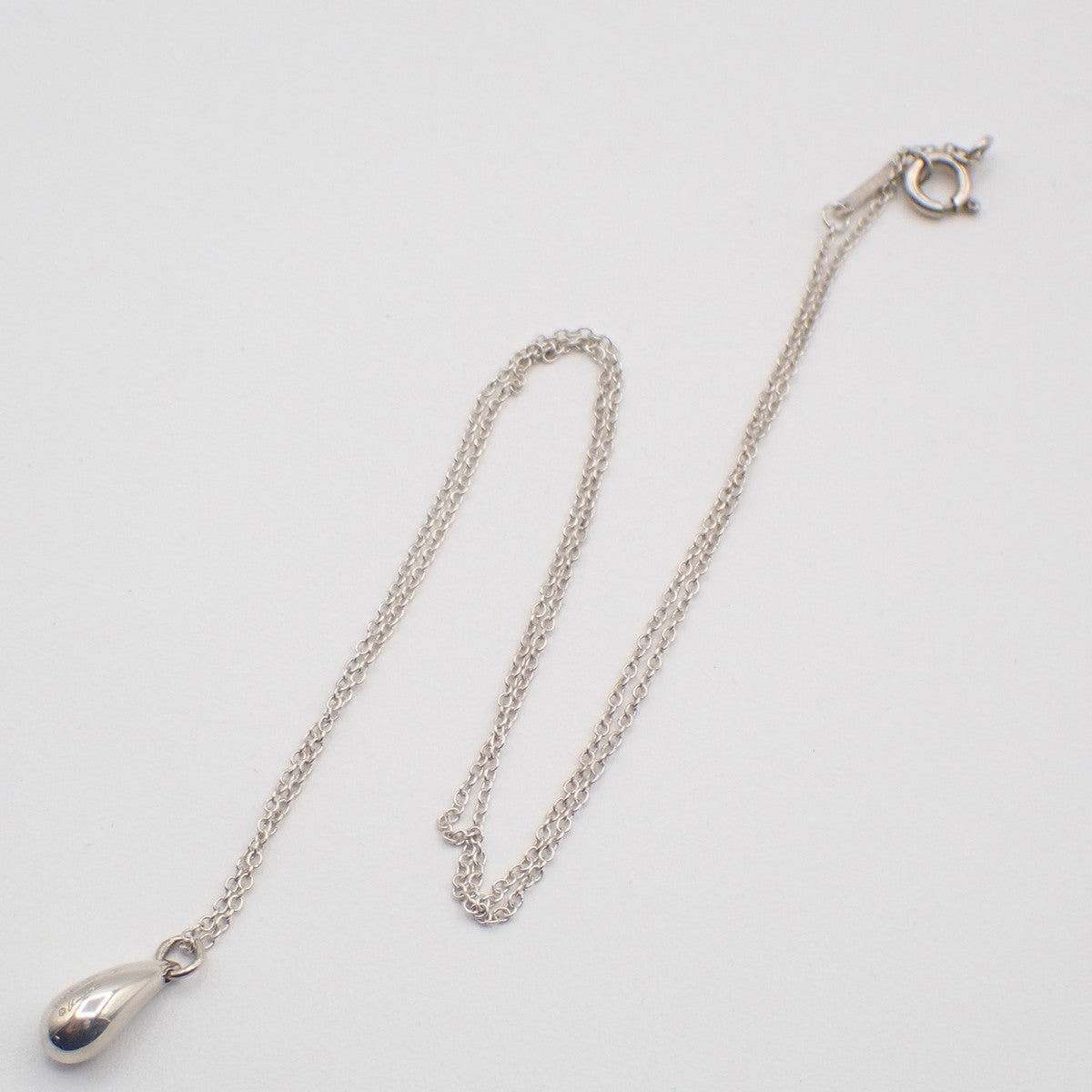Tiffany & Co. Logo Tear Drop Chain Necklace Pendant Ag 925 Silver 09KC579