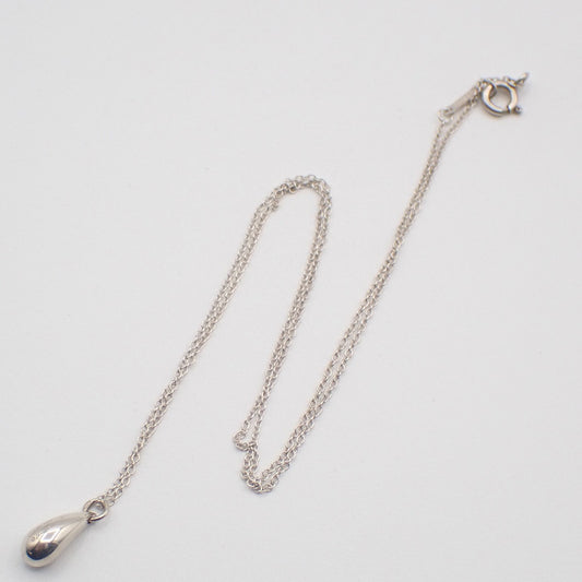 Tiffany & Co. Logo Tear Drop Chain Necklace Pendant Ag 925 Silver 09KC579