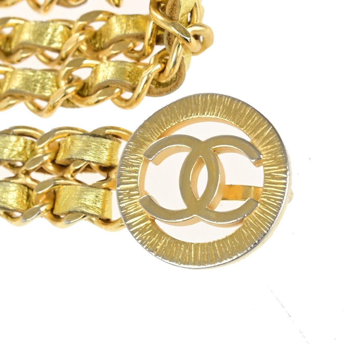 CHANEL CC Logo Coin Chain Belt Leather Gold GHW France Accessory 72RK432