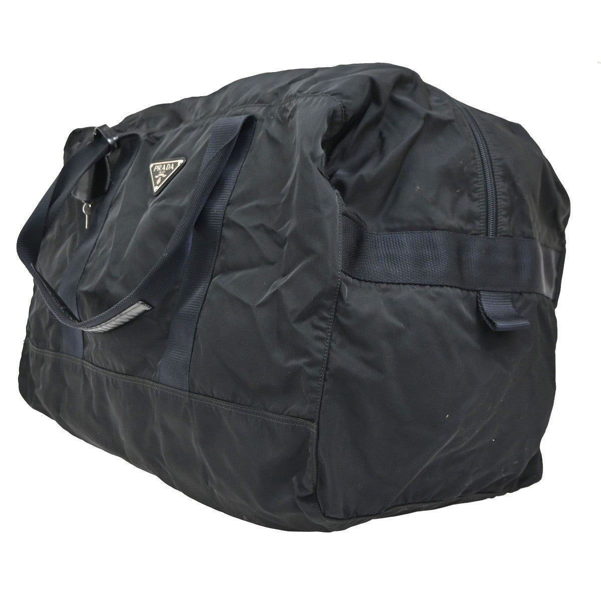 PRADA Logo Tessuto Travel Shoulder Hand Bag Nylon Leather Black 87KP344