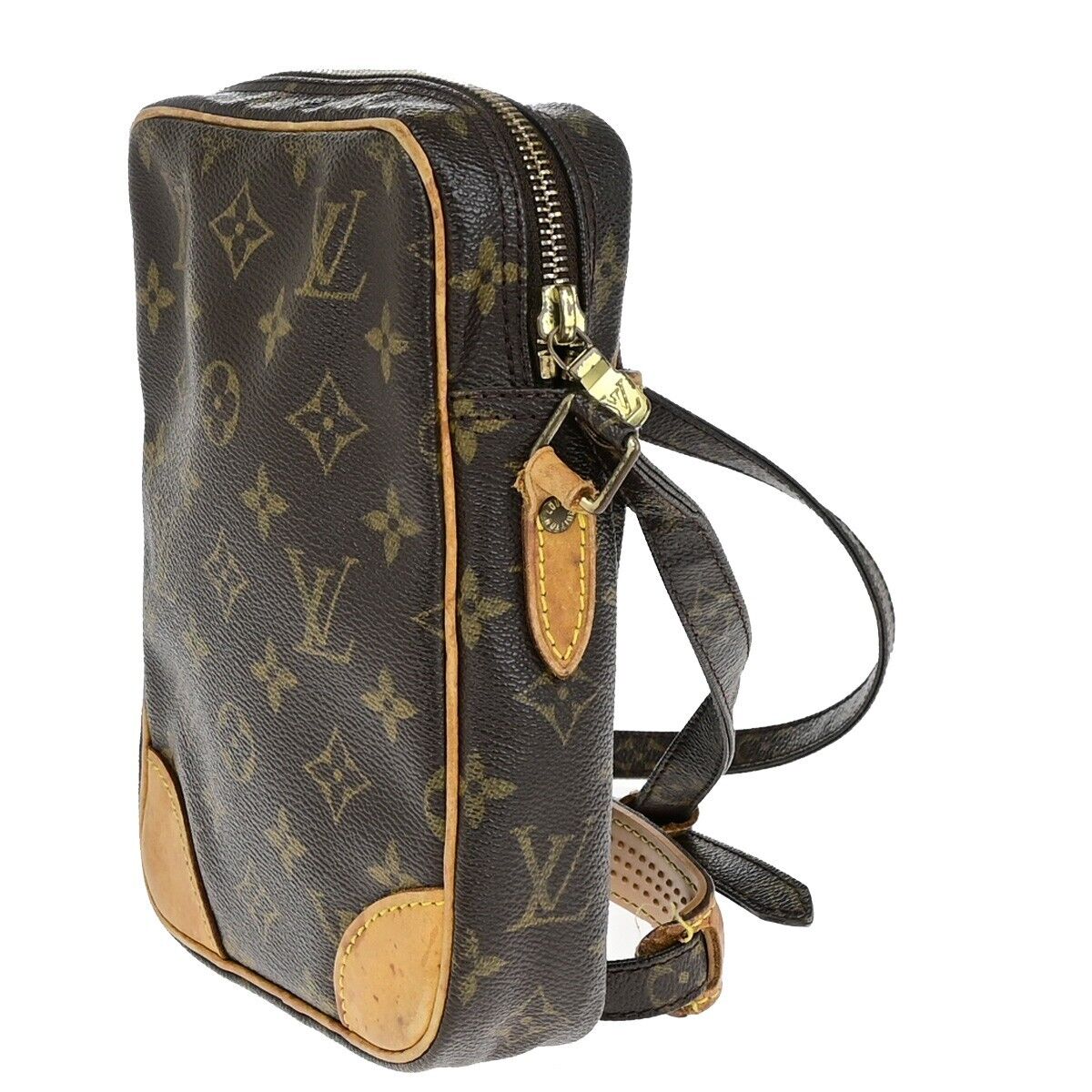 LOUIS VUITTON Danube Shoulder Bag Monogram Leather Brown France M45266 64ED013