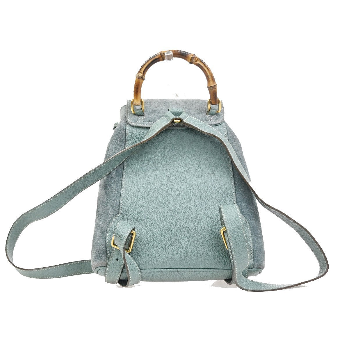 GUCCI Logo Bamboo Handle Mini Backpack Bag Suede Leather Green GHW Italy 36KC838