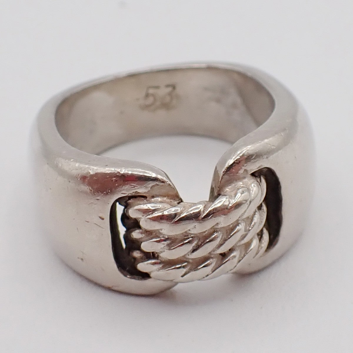 HERMES Logo Suroit Ring Size 53 Silver Accessory 71RF776