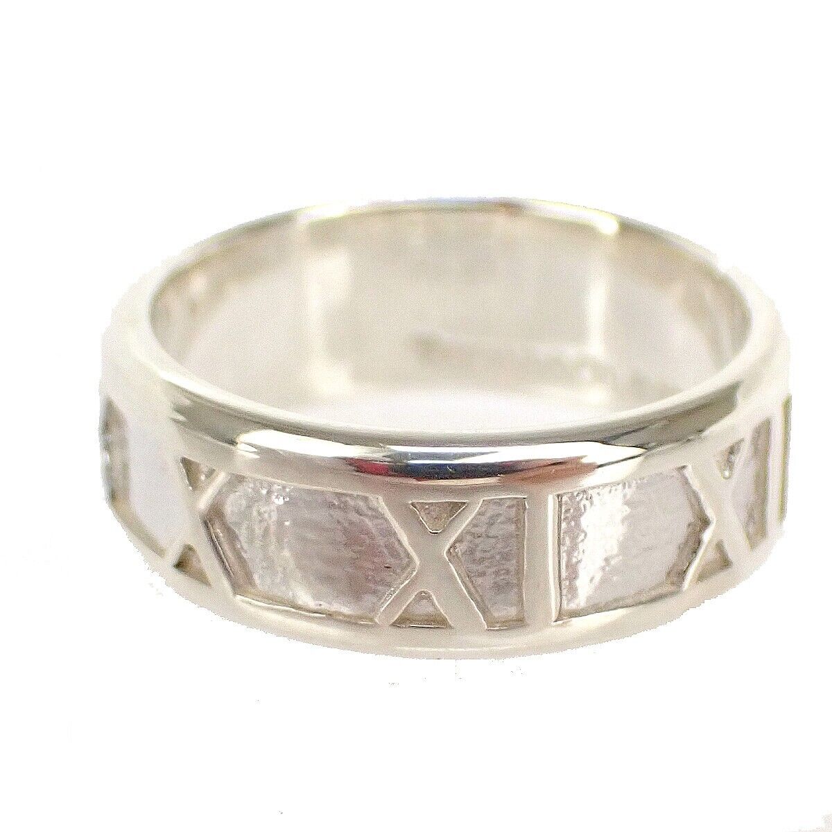 TIFFANY & CO. Logo Atlas Ring Roman Numerals Silver 925 Italy Accessory 08YA030