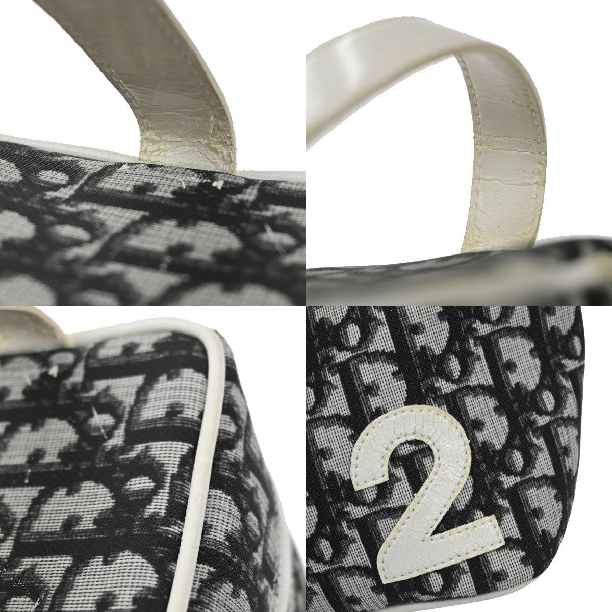 CHRISTIAN DIOR Trotter Pattern Hand Bag Coating Canvas Patent Leather 69KP118