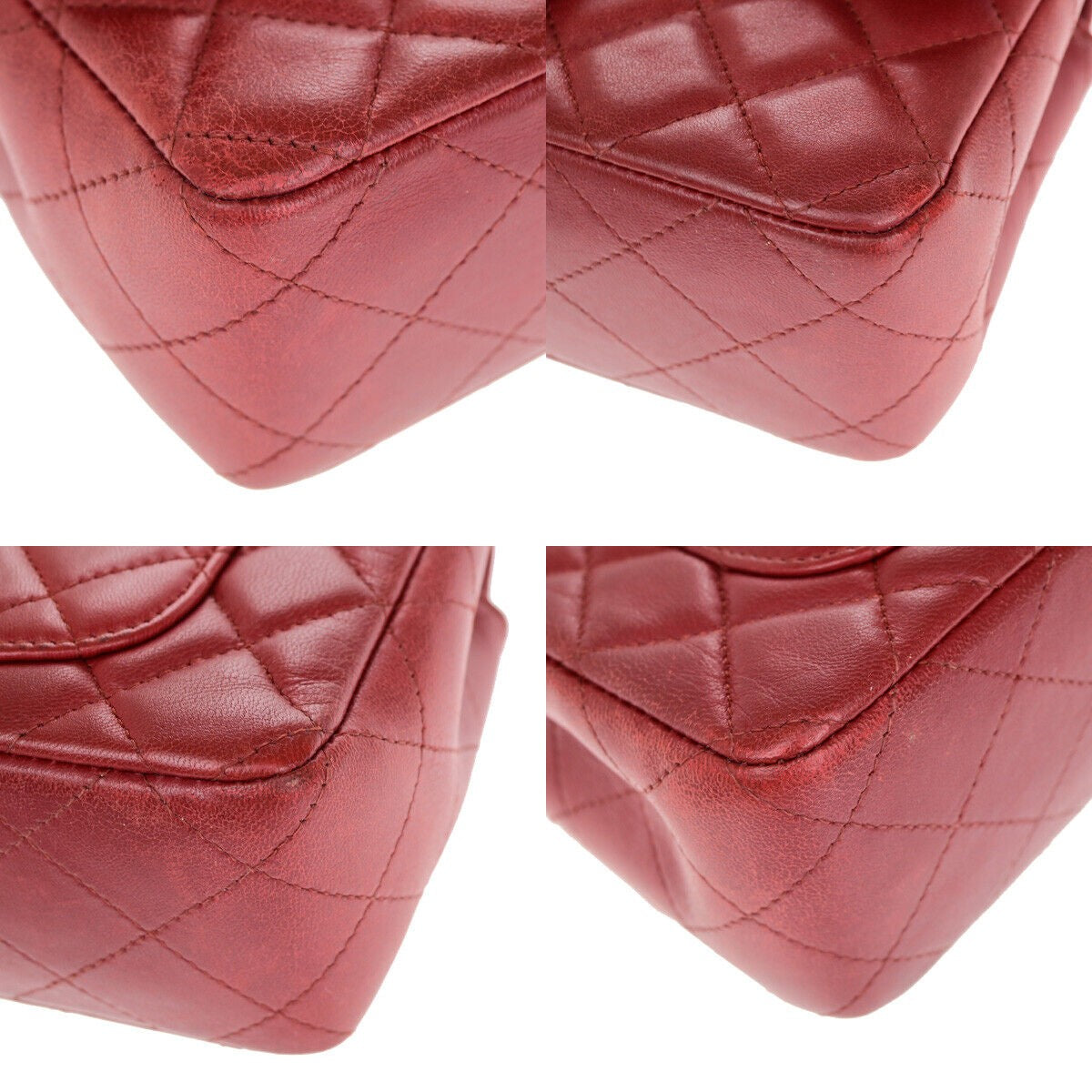 CHANEL CC Mini Matelasse Chain Shoulder Bag Leather Red SHW Italy 321RK069