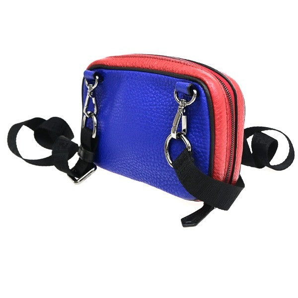FENDI Logo Camera Case Mini Shoulder Bag Leather Red Blue SHW Italy 84CB041