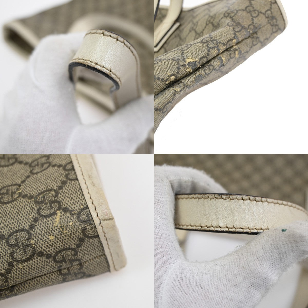 GUCCI Logo GG Pattern Shoulder Tote Bag Supreme Leather Beige Italy 61KB904