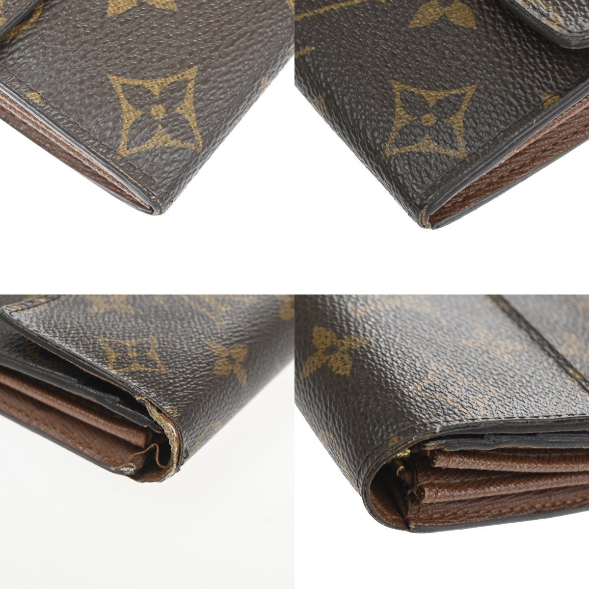 LOUIS VUITTON LV Logo 2 Set Bifold Wallet Monogram Leather Brown 65KC913