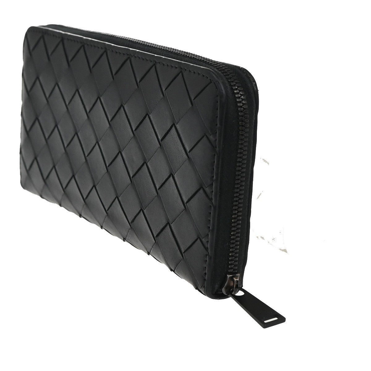 BOTTEGA VENETA Logo Intrecciato Zip Around Long Wallet Leather Black 65KC209