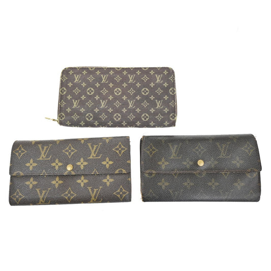13.Live LOUIS VUITTON 3 Set Bifold Wallet Canvas Monogram Idylle Leather 66KC398