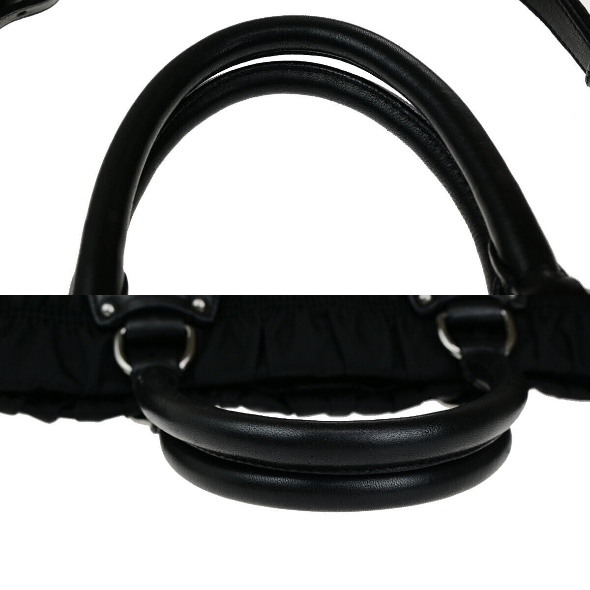 PRADA Logo Tessuto Gaufre 2Way Shoulder Bag Nylon Leather BK SHW 12RK714