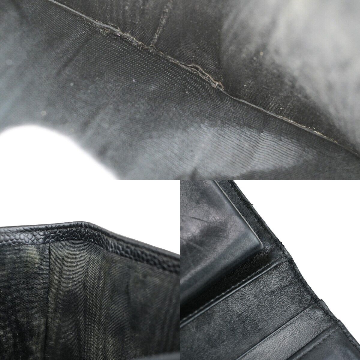 CHANEL CC Logo Compact Wallet Grained Calfskin Leather Black GHW France 87RK702