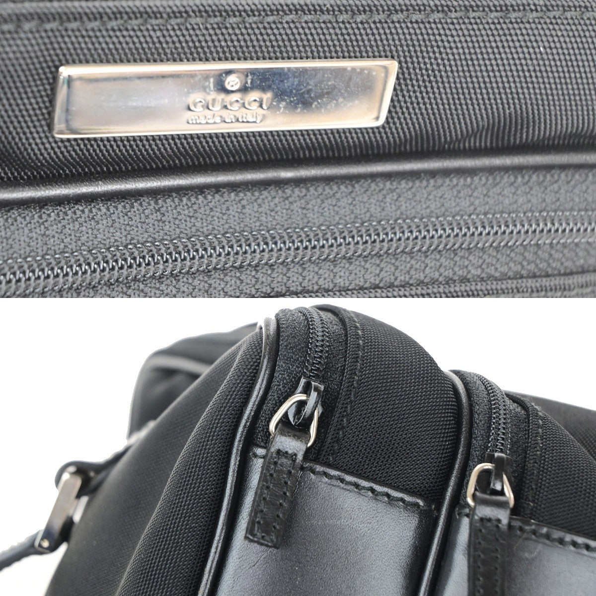 GUCCI Logo Mini Vanity Bag Canvas Leather Black SHW Italy 09CB070