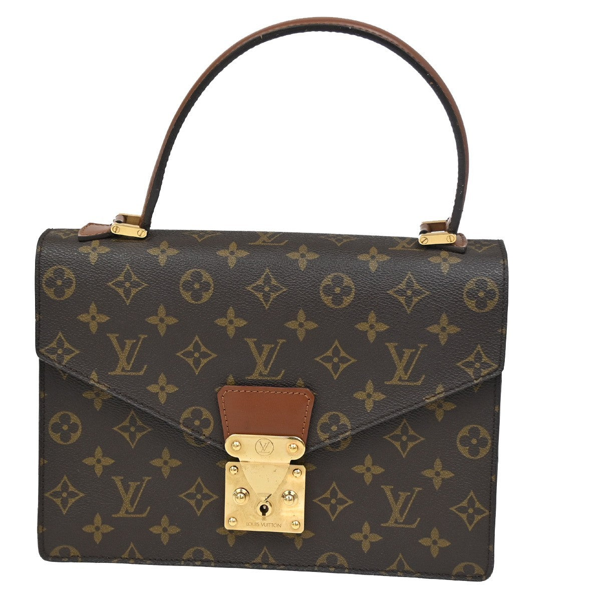 LOUIS VUITTON Concorde Hand Bag Monogram Leather Brown France M51190 70DA219