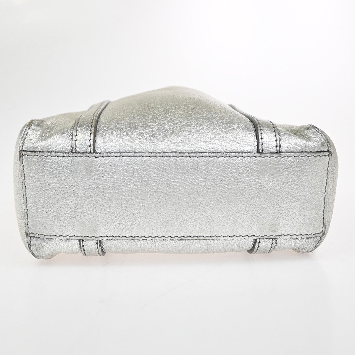 BALENCIAGA Logo Everyday Tote Hand Bag Leather Silver SHW 09CA906