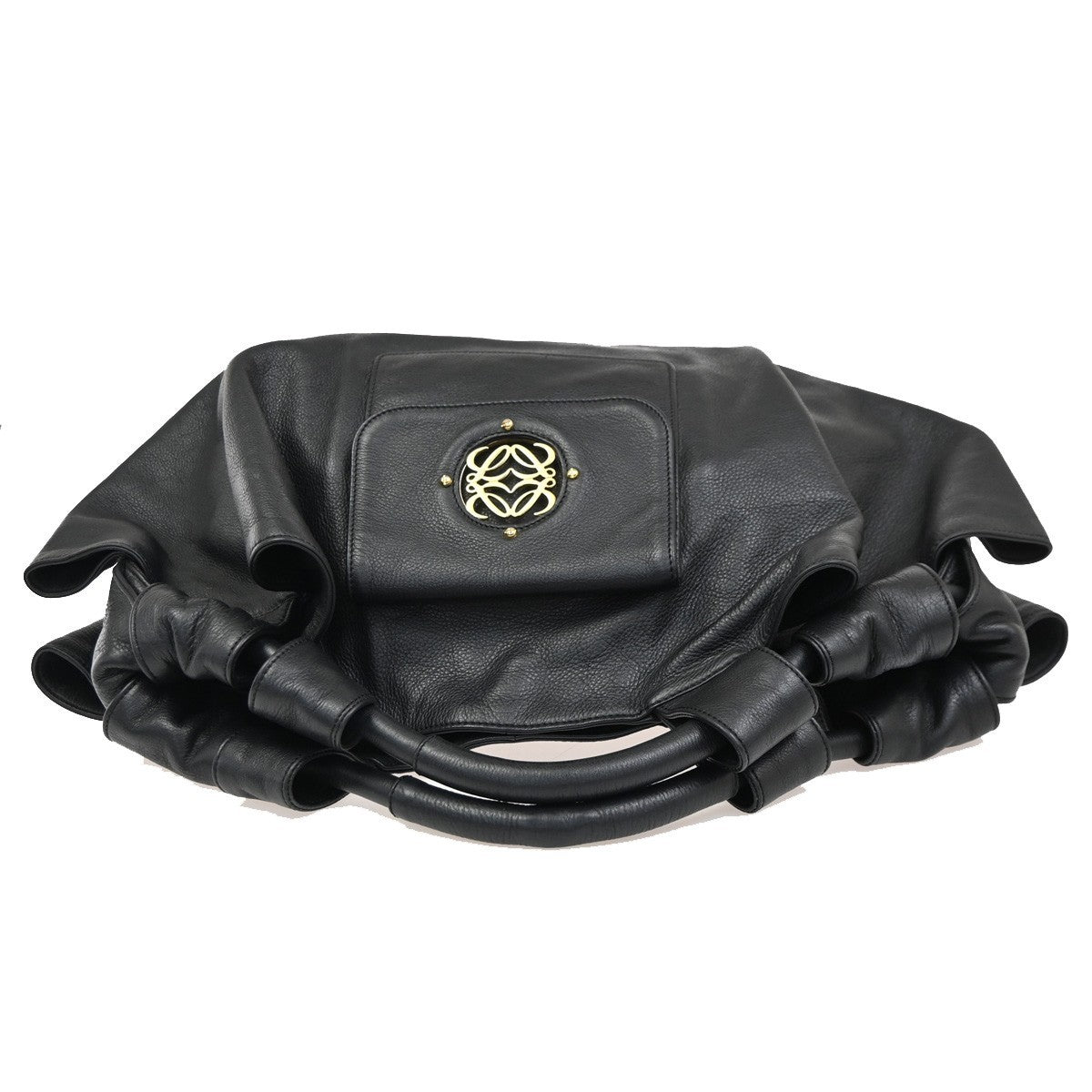 LOEWE ANAGRAM Logo Nappa Aire Tote Hand Bag Leather Black GHW Spain 12RL835