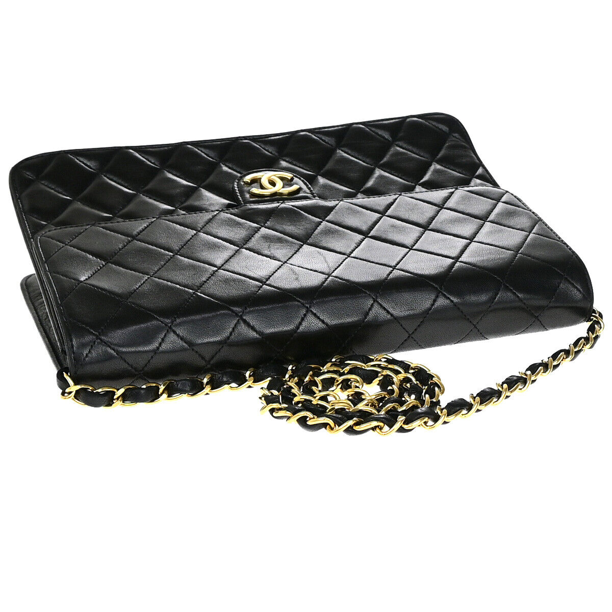 CHANEL CC Matelasse 25 Chain Shoulder Bag Leather Black GHW Vintage 392RJ899