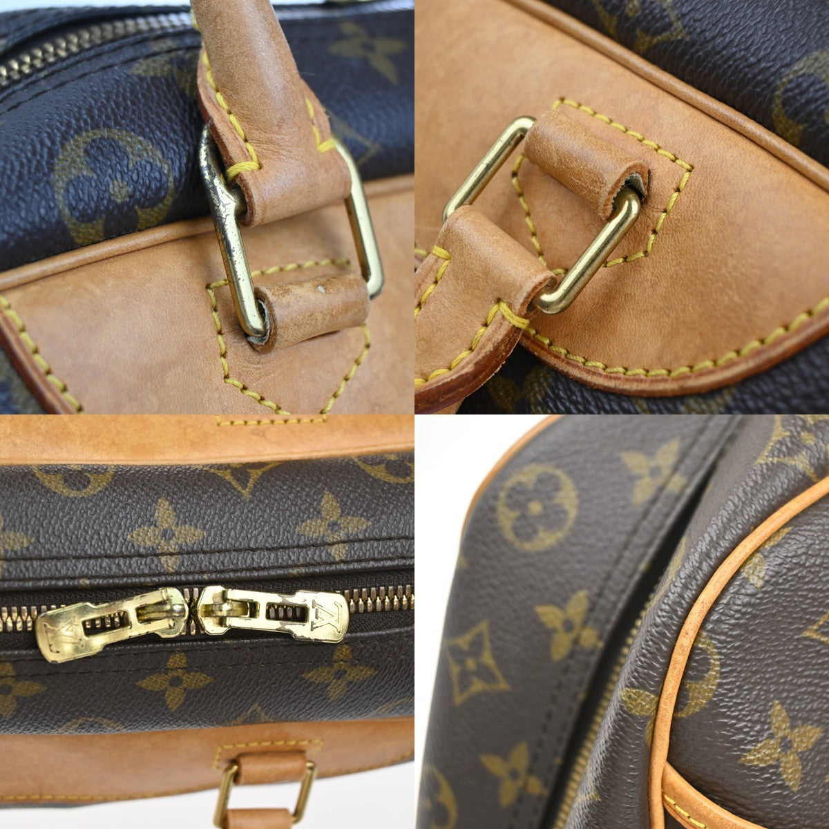 LOUIS VUITTON LV Logo Deauville Hand Bag Monogram Leather Brown M47270 88KC364