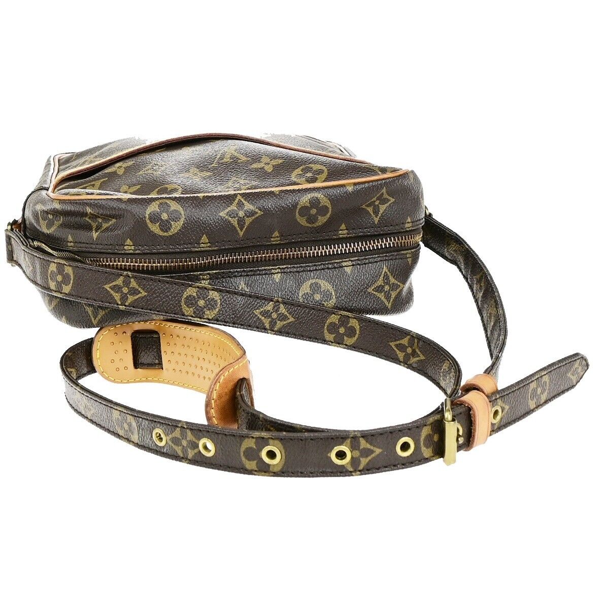 LOUIS VUITTON Logo Danube MM Shoulder Bag Monogram Leather Brown M45264 34ED018