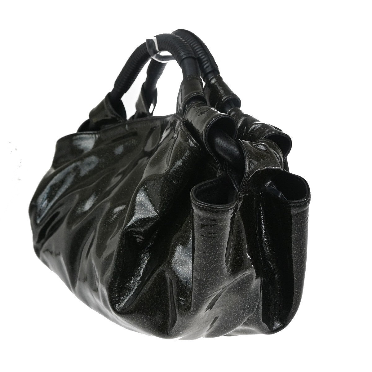 LOEWE Anagram Glitter Nappa Aire Hand Bag Patent Leather Black Spain 85RF796