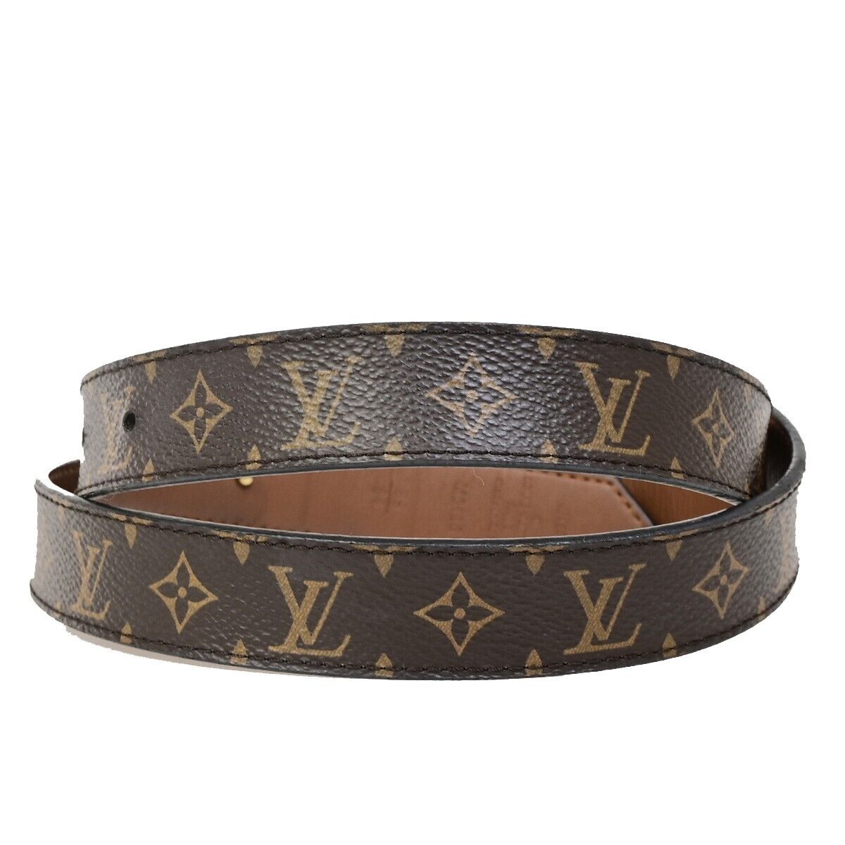 LOUIS VUITTON Dauphine Belt #85 Monogram Leather Brown GHW Spain M0196 39FB176