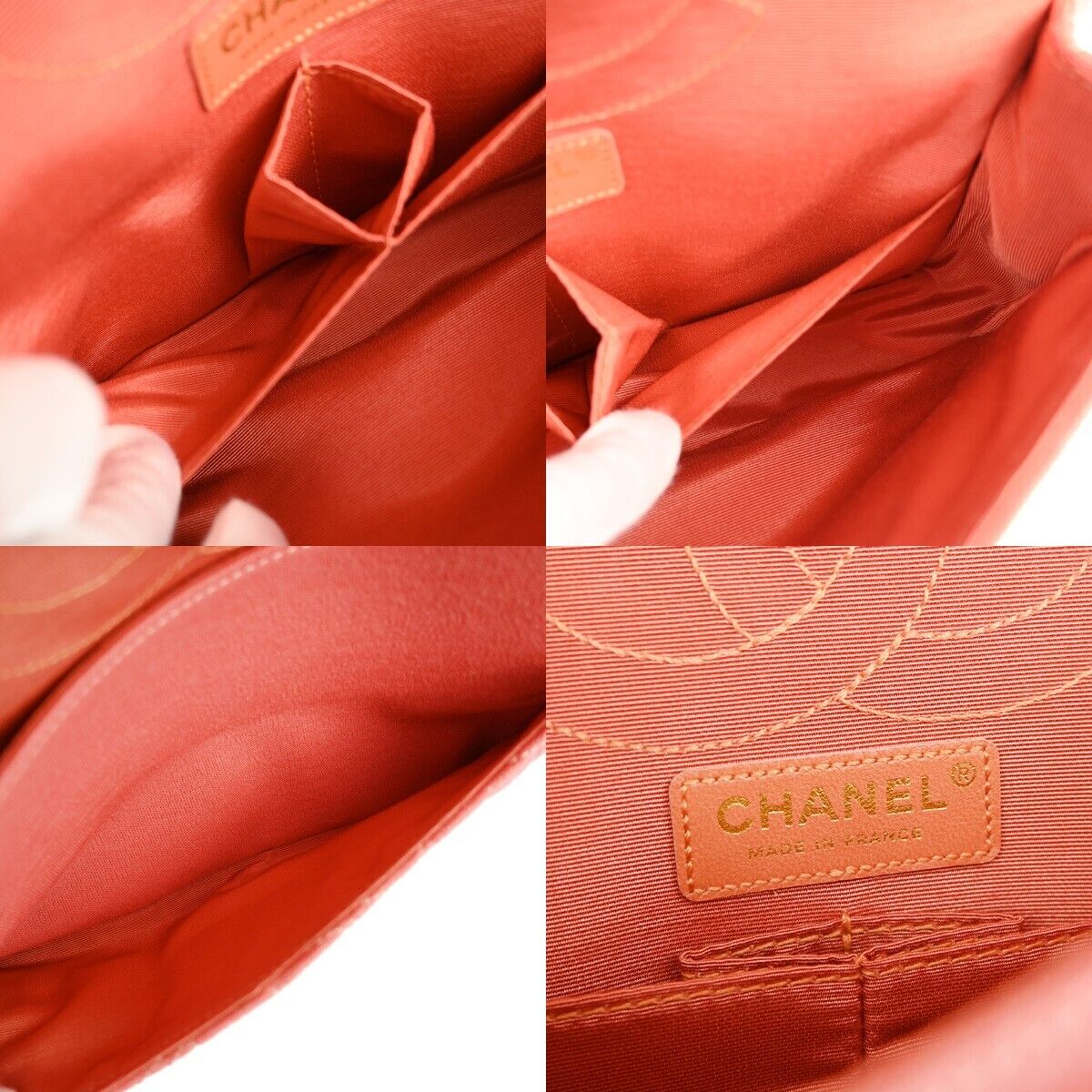 CHANEL Logo 2.55 Double Flap Chain Shoulder Bag Canvas Leather Pink GHW 314RJ738