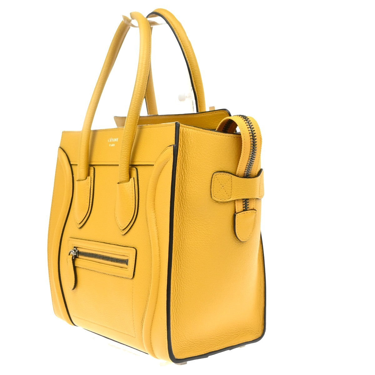 CELINE Luggage Micro Top Handle Tote Hand Bag Leather Yellow SHW Italy 667RL904