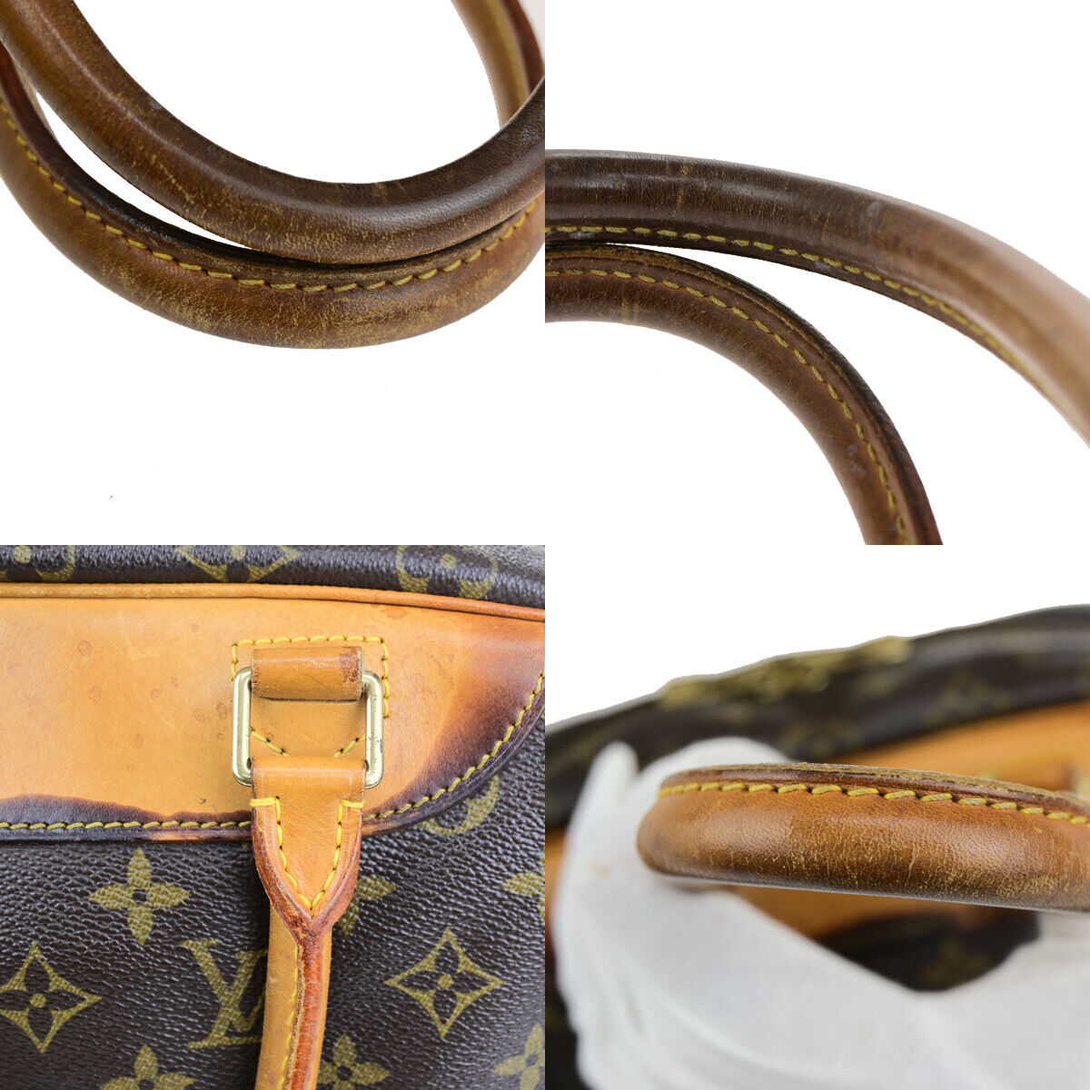 LOUIS VUITTON LV Logo Deauville Hand Bag Monogram Leather Brown M47270 64YG526