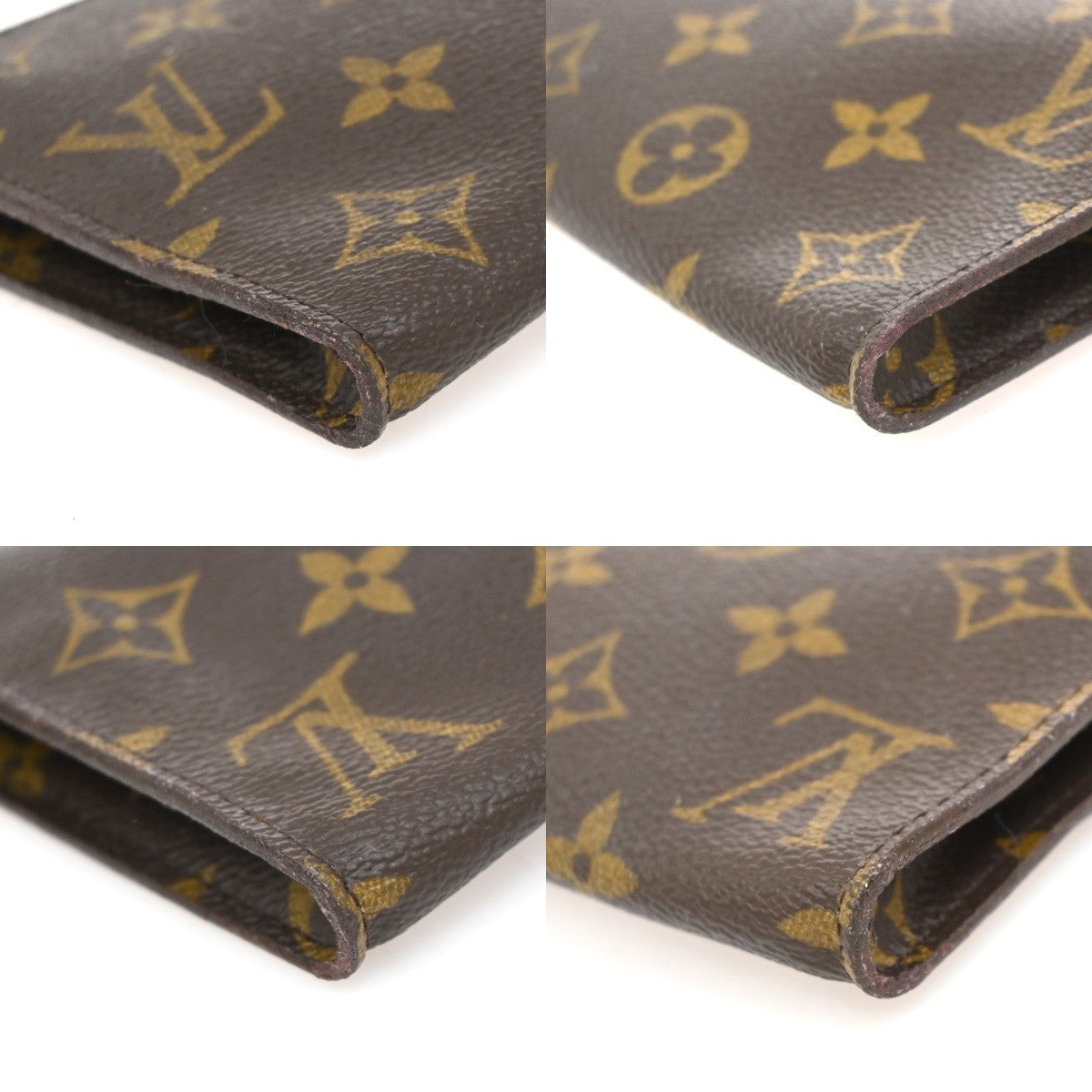 LOUIS VUITTON LV Logo Bucket GM Pouch Bag Monogram Leather Brown Gold 05EG201