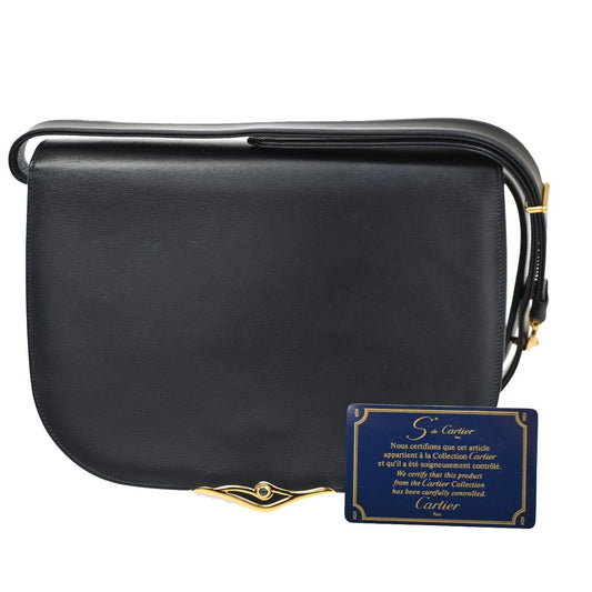 CARTIER Pochette Crossbody Shoulder Bag Sapphire Leather Blue GHW France 38DA167