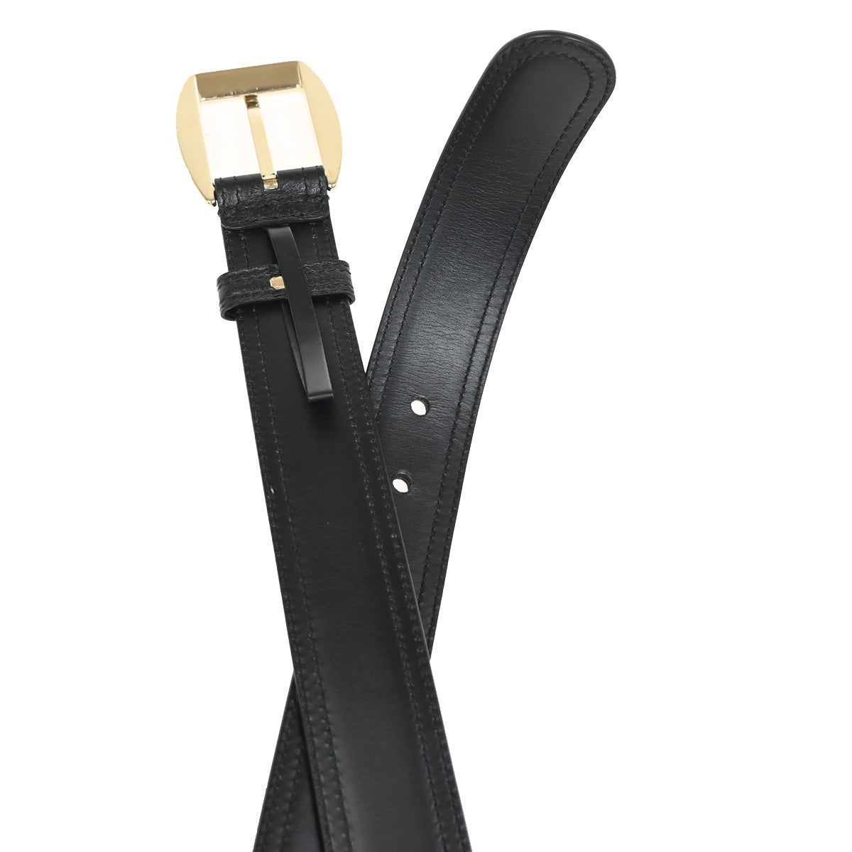 GUCCI Logo Belt 80/32 35mm Leather Black GHW Italy 68KC925