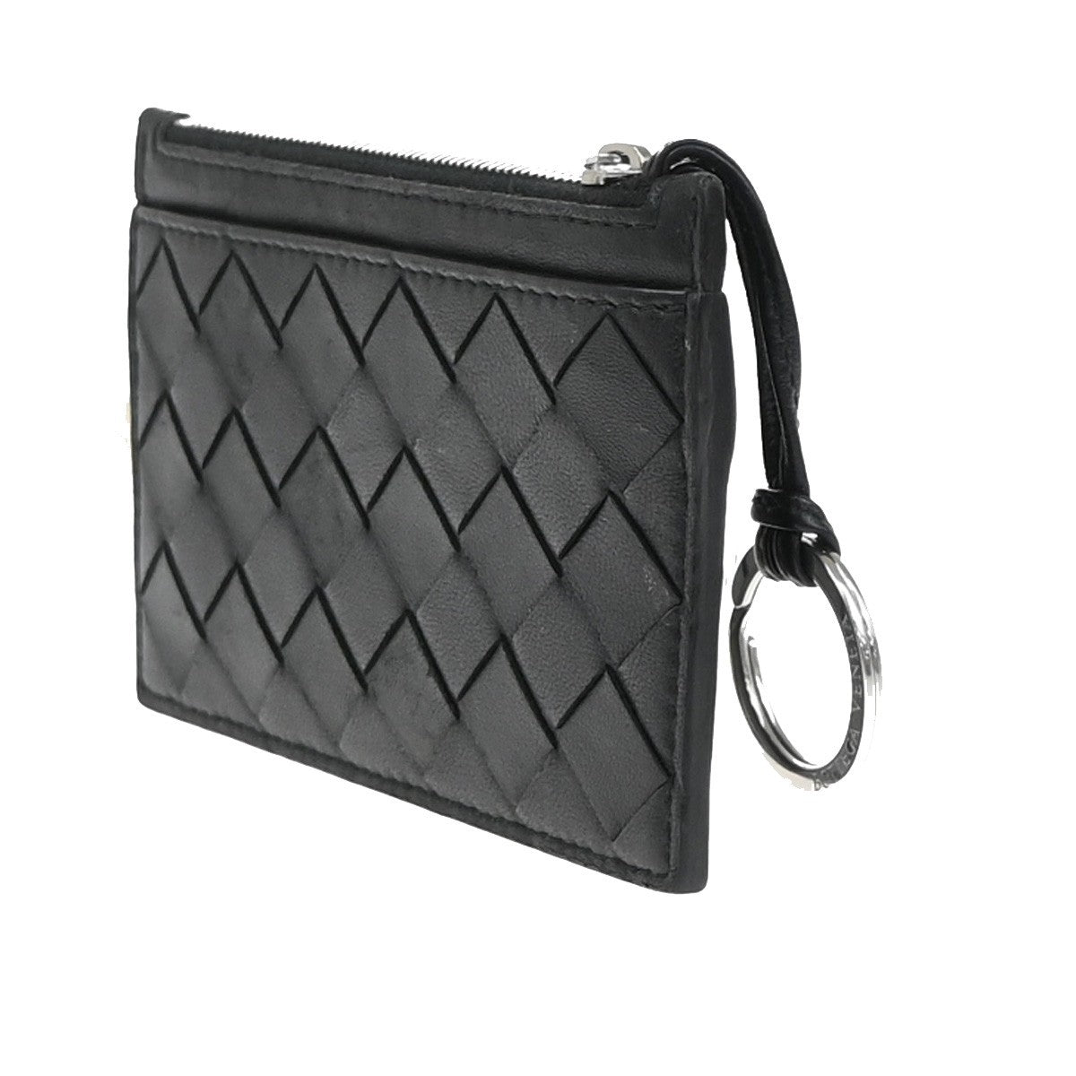 BOTTEGA VENETA Logo Intrecciato Coin Case Wallet Leather Black Italy 65EF860
