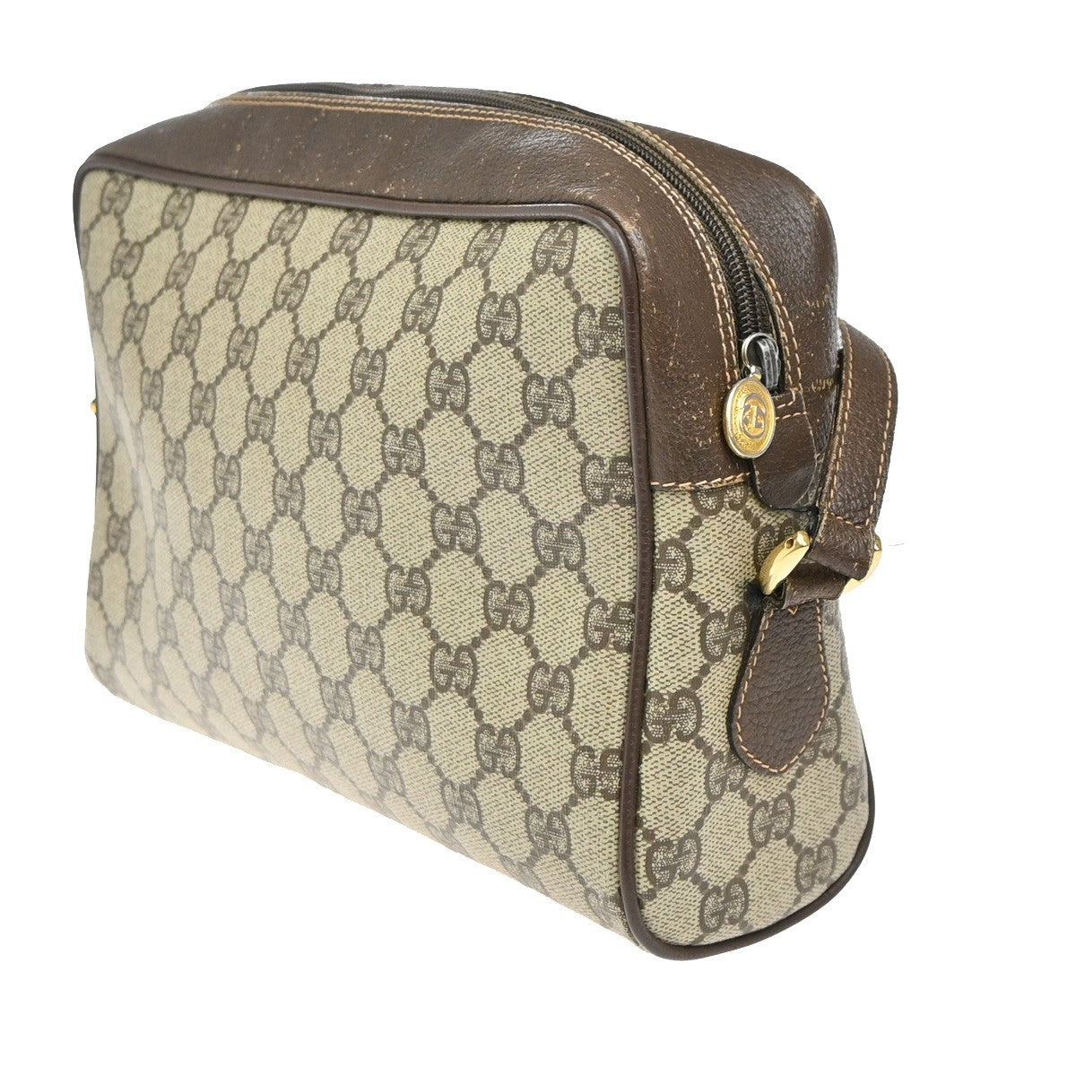 GUCCI Logo GG Pattern Sherry Shoulder Bag PVC Leather Brown Italy 65KP455