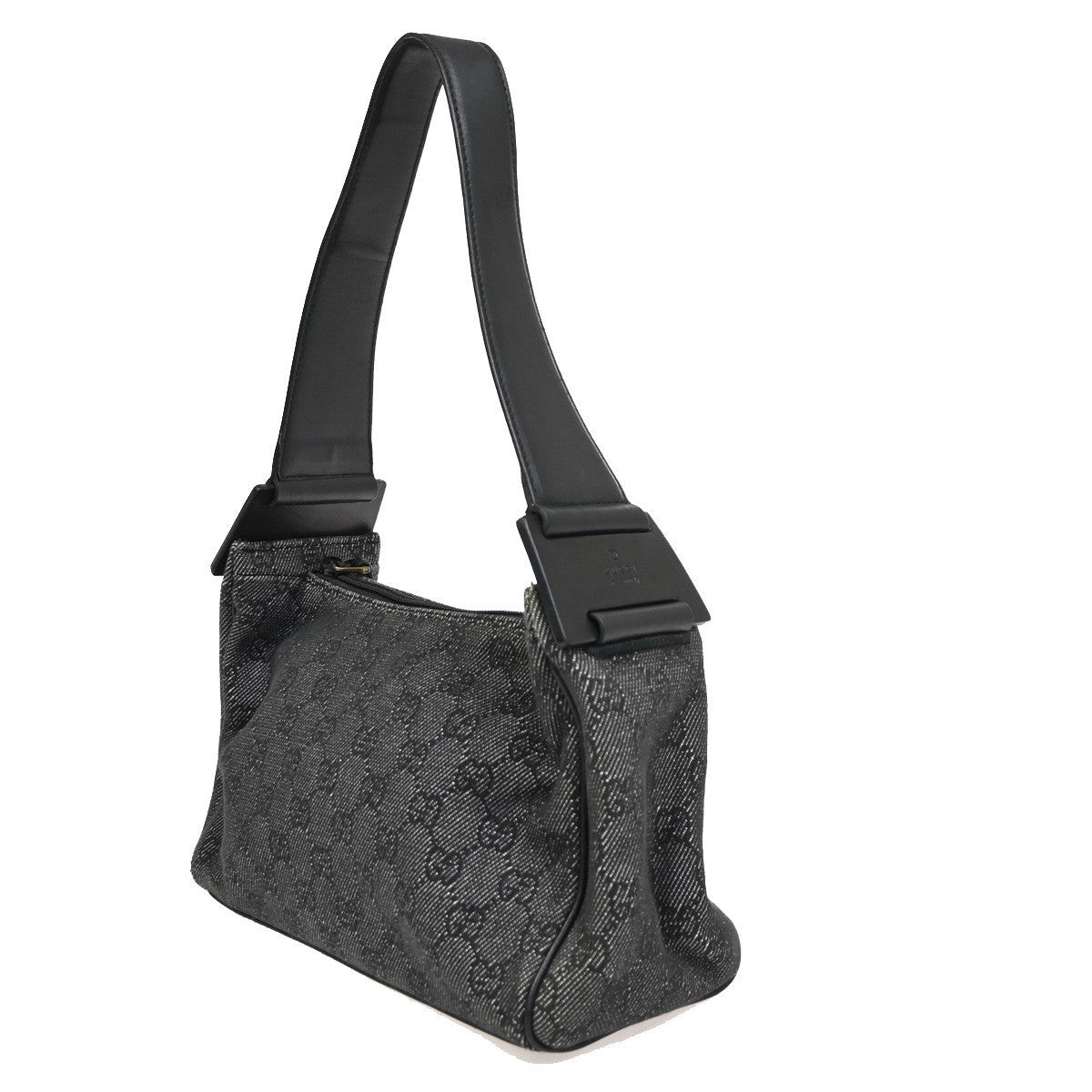 GUCCI GG  Pattern Shoulder Hand Bag Canvas Leather Black GHW Italy 35CA700