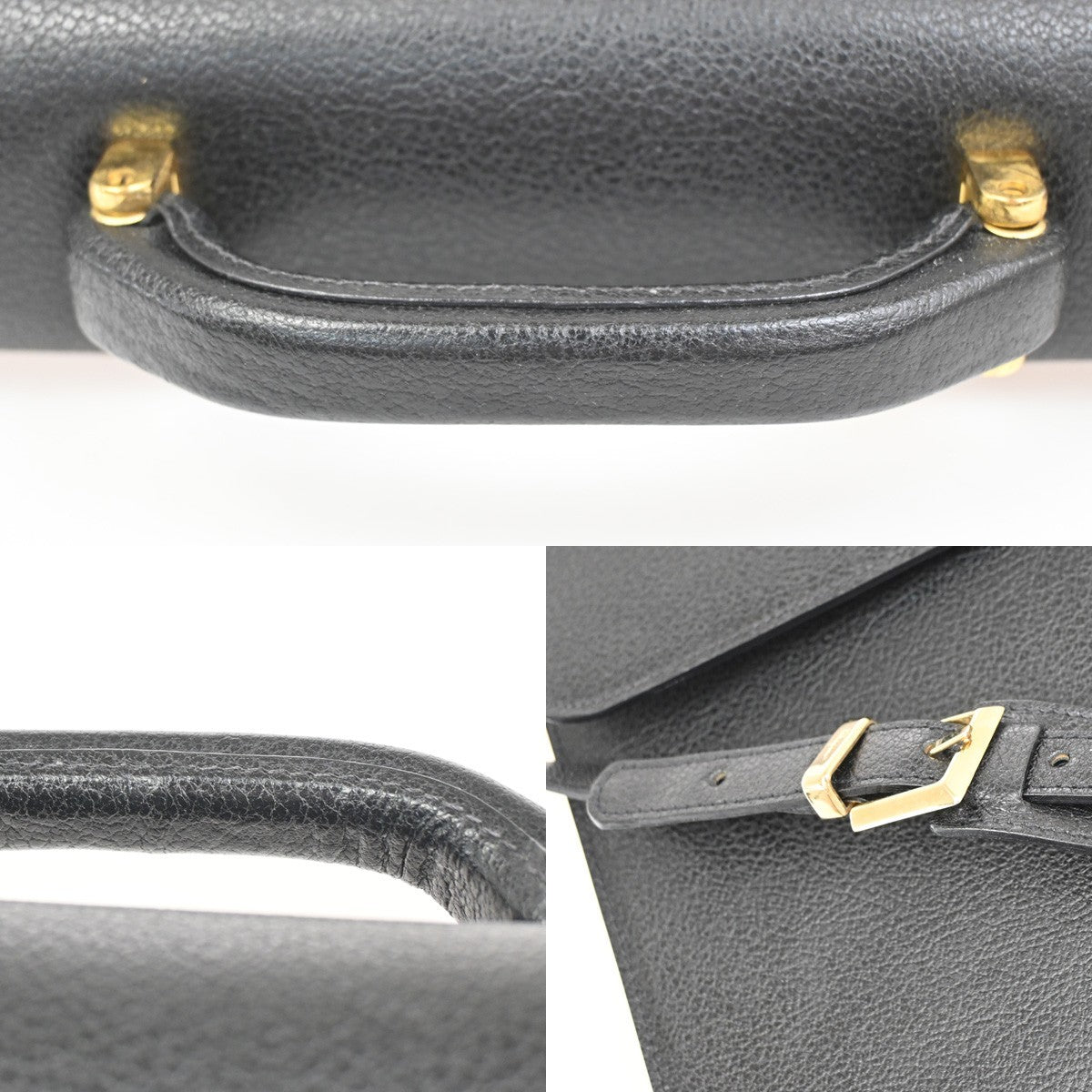SALVATORE FERRAGAMO Logo 2way Brifecase Hand Bag Leather Black GHW Italy 63ZA157