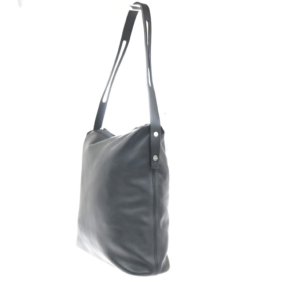 LOEWE Logo One Shoulder Hand Bag Nappa Leather Black SHW Spain 65MA400
