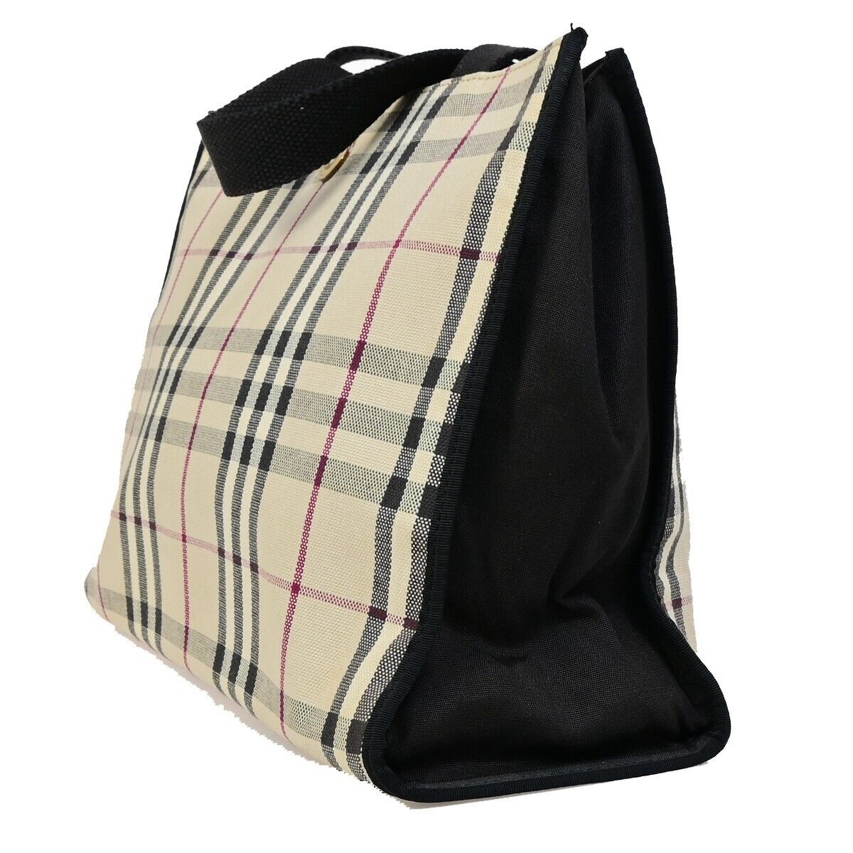 BURBERRY Logo Nova Check Hand Tote Bag Canvas Beige Black 05EB590