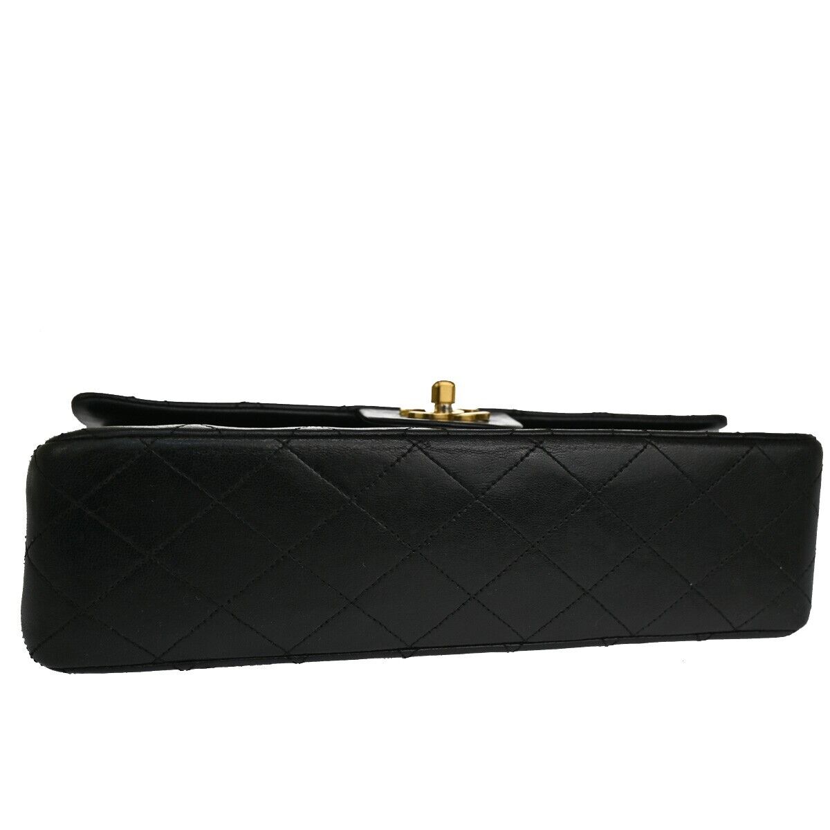 CHANEL CC Matelasse 25 Double Flap Chain Shoulder Bag Leather Black GHW 898RJ228