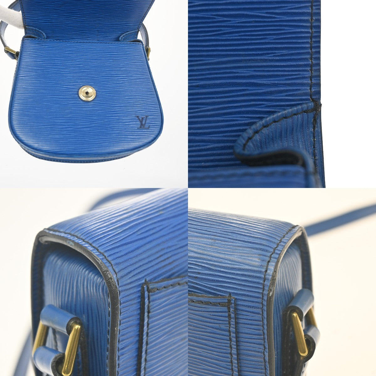 LOUIS VUITTON LV Mini Saint Cloud Shoulder Bag Epi Leather Blue M52215 83MA444