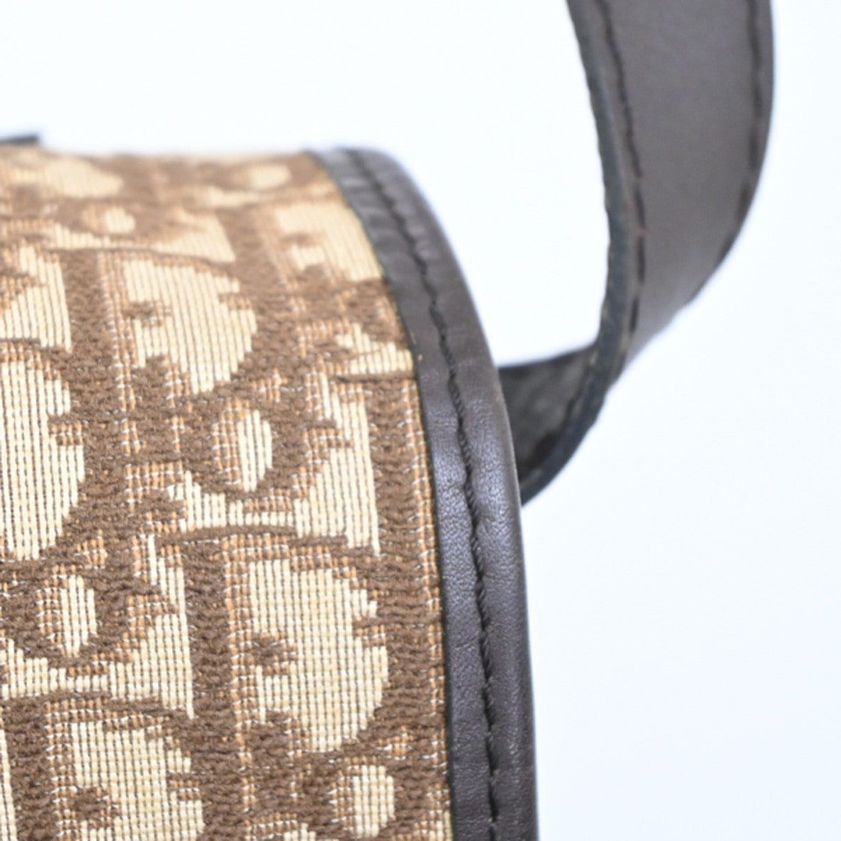 CHRISTIAN DIOR Logo Trotter Pattern Shoulder Bag Canvas Leather Brown 70KP521