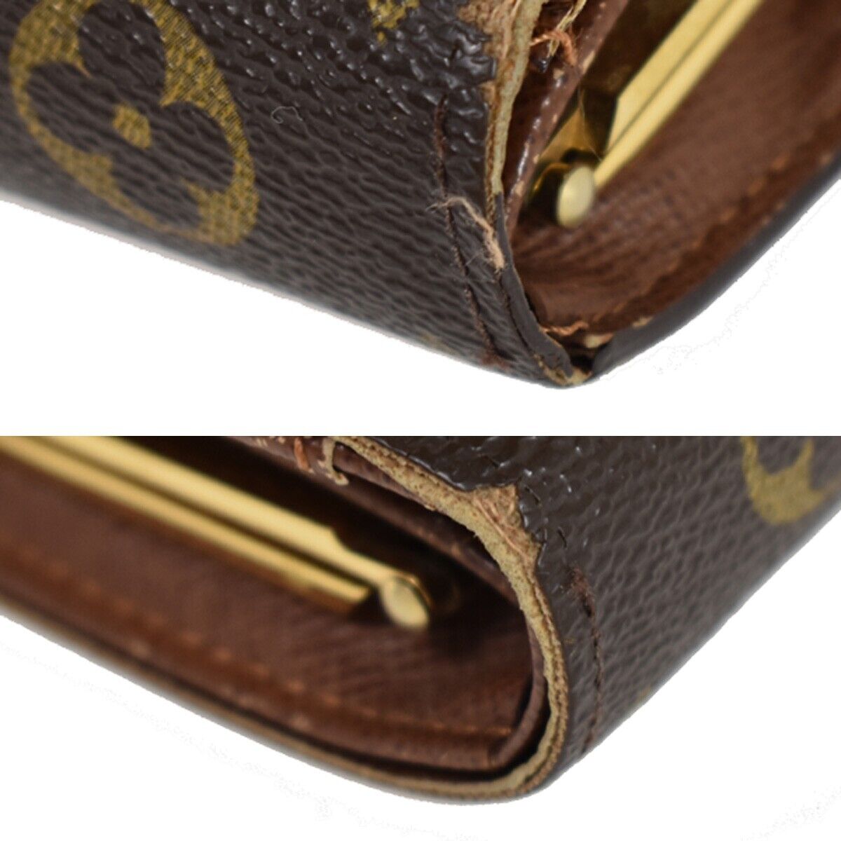 LOUIS VUITTON 2 Set Bifold Wallet Purse Monogram Leather Brown 60GA568